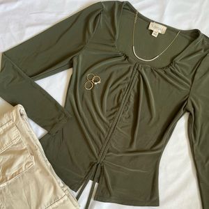 green ruched long sleeve